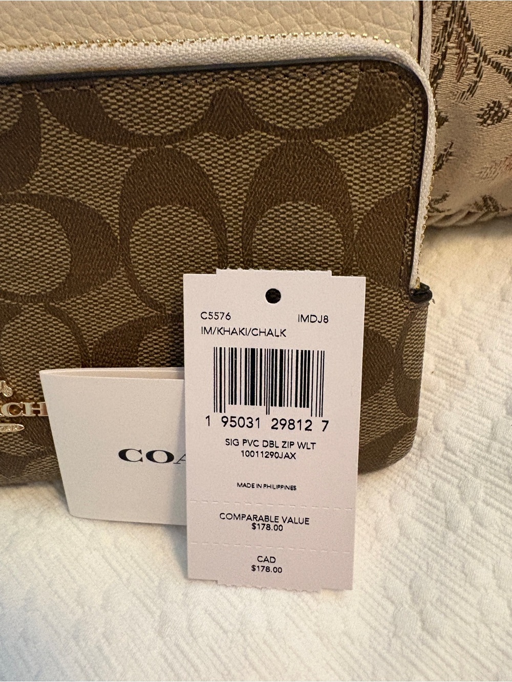 Coach Signature Khaki/Chalk Double Zip Wristlet - Picture 7 of 7